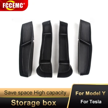 Pre Tesla Model 3 Model Y Skladacie Dvere Auta Strane Úložný Box Predné Zadné Dvere, Rukoväť, Lakťová Opierka Zásobník Organizátor Model 3 Model Y 17-22