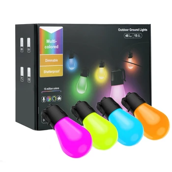 Bluetooth APP Multicolor Ball Žiarovka Svetla String Kôň String Lampa Garden Dekor Okolitého Svetla, ABS S NAMI Plug