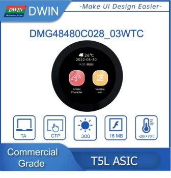 DWIN 2.8 Palcový 480*480 Kruhové Smart Screen Obchodnej Triedy IPS-TFT-LCD Full-laminované Kapacitný Dotykový Panel DMG48480C028_03W