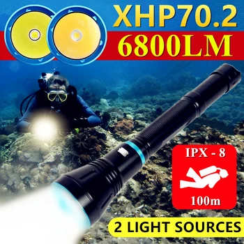 XHP70.2 Super Svetlé Potápačská Baterka IPX8 Vodotesné Hodnotenie Profesionálne Potápačské Svetlo 26650 Podvodné Fotografické Vyplniť Svetla