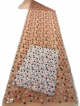 Malý Kvet Korálkové Flitrami Čipky Textílie 2023 Kvalitné Francúzske Tylu Oka Čipky Svadobné Pre Nigérijský Svadobné Šaty, Šitie