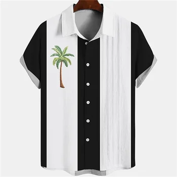 Jednoduché Prúžok Mužov Havajské Košele Bežné Krátke Rukáv Tričko Mužov Európskej Veľkosť 2023 pánske Tričko Fashion Caual Priedušná Topy