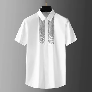 Letné čierne a biele českej drahokamu hot pečiatkou tričko pánske, krátky rukáv slim fit bežné klesnutie top mužov