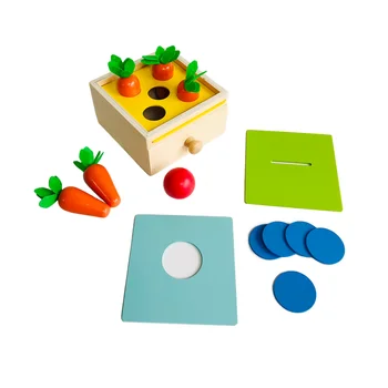 Montessori Dieťa Hračky 3 v 1 Mince Box Vytiahnite Mrkva Hry Lopta Vložka Vzdelávania v Ranom Detstve pracovných Miest pre Hand-Eye Koordináciou