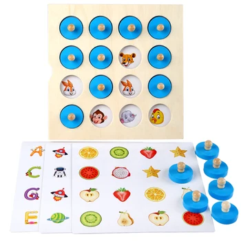 Montessori Mini Pamäte Šach Hra 3D Drevené Puzzle Dosky Pamäť, Logické Hračky Začiatku Vzdelávania, Vzdelávacie Hračky Pre Deti Deti