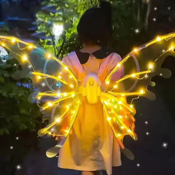 Dievčatá Elektrické Motýlích Krídel S Hudbou Svetlá Žiariace Lesklé Šaty Sa Pohybujú Víla Krídla Pre Narodeniny, Svadby Vianočný Darček
