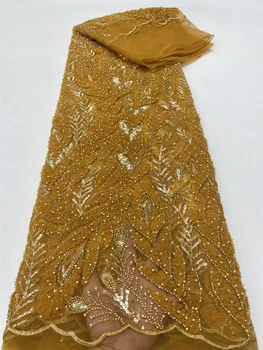Zlato 2023 High-End Fashion Výšivky Ťažké Ženícha Čipky Textílie Afriky Nigérijský S Sequin Textílie Pre Svadobné Šaty Strany