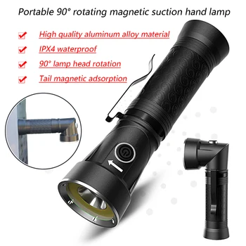LED Baterka 90° Rotujúce Magnetické Sacie Suché bunky/nabíjať Nabíjateľné Pochodeň Svetla Pre Camping Outdoor Práce v Noci Použitie 