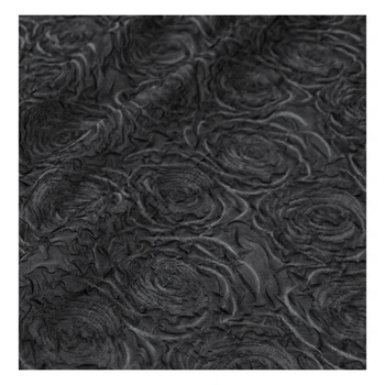 Textílie Wide145cmx50cm Black Troch-Dimenzionální Rose Textúry, Vyhladenie Priadza Skladaný Kreatívne Hobby Šatka Šaty Cheongsam Jar/Leto