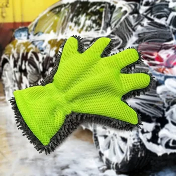 Umývanie áut Rukavice 5 Prstov Mäkké Multifunkčné obojstranné Čistenie Kefou na Auto a Motorku, Pranie Bielizne rukavice bez Prstov