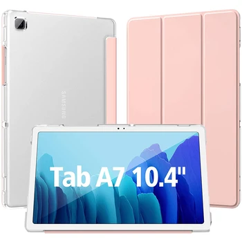 Prípad tabletu Samsung Galaxy Tab A7 10.4 2020 SM-T500/T505/T507 Ultra Tenké Stojan Coque vyklápací Kryt Priehľadný Zadný Kryt