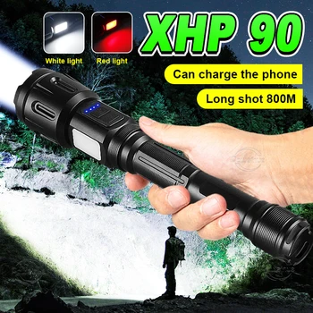 Vysoké Lúmenov XHP90+COB LED Silný Vodotesné Svietidlo 7 Režim USB Nabíjateľné Zoom Baterka 18650 Batérie Najlepšie Camping Baterky Lampy