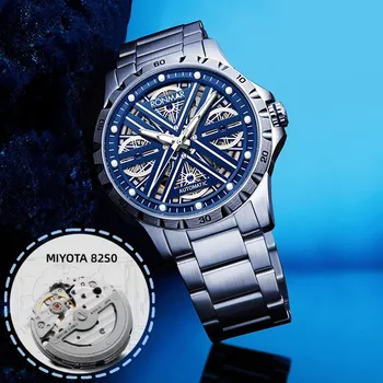 RONMAR Luxusné Hodinky Mužov Klasické Automatické Muži Mechanické Hodinky Sapphire Crystal Svetelný Hodinky Vodotesné 50m Náramkové hodinky 006