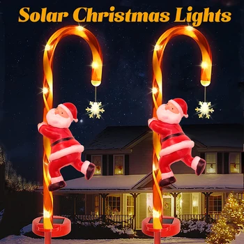 8Pcs Vianočné Solárne Vonkajšie Osvetlenie LED Vodotesný Santa Claus Lampy Dovolenka Darček Záhrady Nepremokavé Vianočné Dekorácie, Cukrovinky