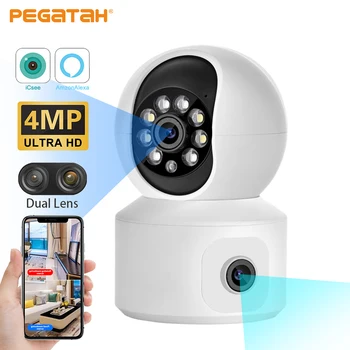 4MP WiFi PTZ Kamery s Dual Screen Baby Monitor Automatické Sledovanie Nočné Videnie Krytý Home Security IP Kameru CCTV Camer