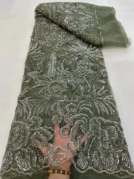 Kvalitné Luxusné Ťažké Korálkové Čipky Textílie Ručné Flitrami Šnúrky francúzsky Čistý Tylu Čipky Textílie pre Svadobné Šaty 5Yards