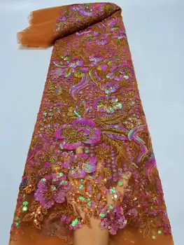 Vysoká Kvalita Afriky Čipky Textílie 2023 francúzsky Čistý Flitrami Textílie Šitie Vyšívané Čipky a Tylu Nigérijský Čipky Textílie 5Yards