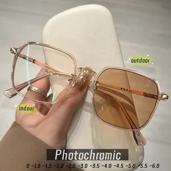 Inteligentný Photochromic Krátkozrakosť Okuliare Muži Ženy Farby Okuliare slnečné Okuliare UV Luxusné krátkozraké Okuliare 0~-6.0
