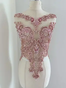 Ružové Veľké Delexy Diamond francúzsky Perličiek Drahokamu Nášivka Šumivé Crystal Patch pre plesové Šaty,Svadobné Šaty,Plné Telo Šperky