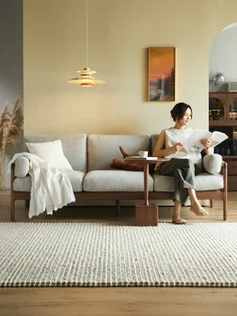 North American black walnut gauč, Nordic plný masívneho dreva malé nábytok do obývacej izby, prihláste textílie, moderný jednoduchý gauč