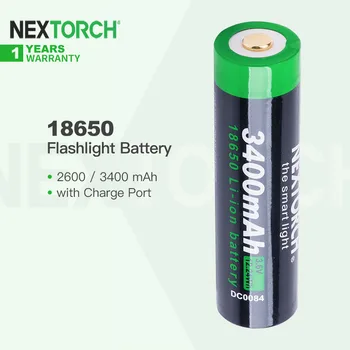 Nextorch Pôvodné 18650 Batérie pre Baterku s Typ-C Nabíjateľná Port, Voliteľne 2600mAh & 3400mAh, pre Väčšinu LED Baterka