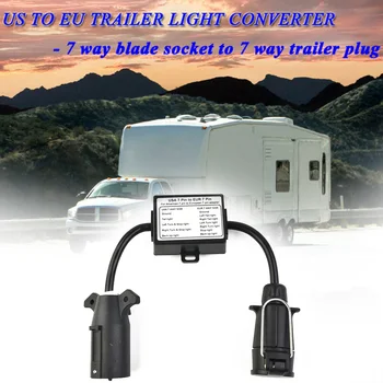  EÚ Trailer Svetlo Converter, 7-Pásmový Čepeľ Socket EÚ, 7-Pin Round Plug Vozidla Konektor Časti Zapojte Príslušenstvo