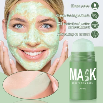 OUHOE zelený čaj maska náteru maska blato akné blackhead akné tváre, hĺbkové čistenie a spevnenie pórov Zubov ošetrovateľskej starostlivosti o pleť 1pcs