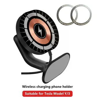 Pre Tesla Model 3 Y Magnetické Bezdrôtovú Nabíjačku do Auta Pripojiť Telefón Auta Adsorbable Príslušenstvo Smartphone Držiteľa Držiteľ Pripojí C2M3