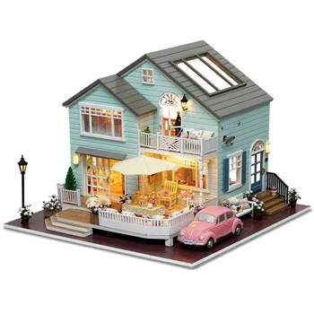DIY Doll House Chata, Veľká Vila Doll House Drevené Simulácia Miniatúrne Domov Model
