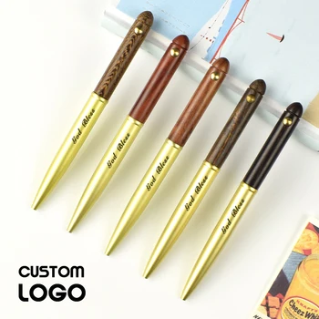 Luxusné Vlastné LOGO Drevené Styling Bress Kovové Guľôčkové Pero Osobné Dreva Svadobný Dar Obchodnej Spoločnosti Reklama Dodávky