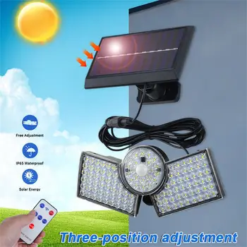 LED Solárne Nástenné Svetlo S Pohybovým Senzorom Vstavané 1200mAh Batériu 6000-6500k 3 Hlavy Dizajn Outdoor Záhrada Dvore Pouličné Lampy