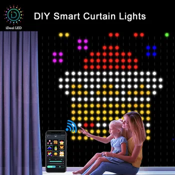 Smart App RGB Opony Svetlá Bluetooth Vianočné LED Reťazec Rozprávkových Svetiel DIY Obrázok pre Zobrazenie Okna Spálne Vianočné Dekorácie