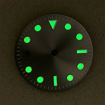 Pre NH35 Dial 28.5 mm Zelený Svetelný Náramkové hodinky Upravený (obojručný Bekhend) Sledovať Dial pre Nh35 Pohyb Bez Loga