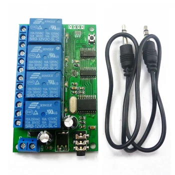 4 Kanálový Reléový MT8870 DTMF Tónov Signál Dekodér Diaľkové Ovládanie Relé Modul pre PLC Smart Home s 3,5 mm Kábel AD22B04 DC 12V