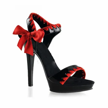 Čierne Letné Šaty, Sandále 13 cm Vysoké Podpätky Sexy Crystal Platformy Pól Tanečné Topánky Sandále Svadobné Topánky