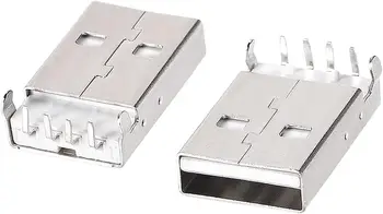 20PCS USB 2.0 Type A Male Zásuvka pre nabíjačku 4-Pin DIP 90 Stupeň Opravy Adaptér