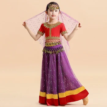 Nový Detský Festival Halloween Kostýmy Indický Tanec Cosplay Deti Princezná Maškarné Kostýmy Indické Dievčatá Sukne, Topy