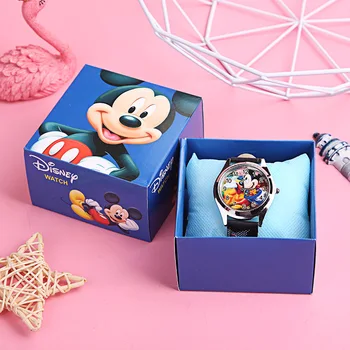 Disney Mickey detské Hodinky chlapca a dievčaťa Detí Cartoon Darček s Box Hračky Nádherné Hodinky detské narodeninové Darčeky