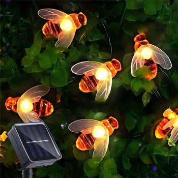 Solárne String Svetlo 20 LED Roztomilý Bee Vonkajšie Svetlo Svadobné Domov Záhrada, Terasa, Party, Vianočný Strom včiel medonosných, Hviezdna Víla Dekor Lampa