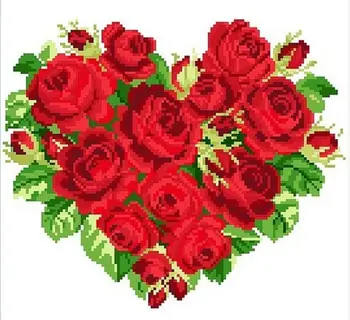 Výšivky Package Factory Shop Vysokej Kvality Cross Stitch Sady Ruža Srdce Červený Kvet Top Triedy